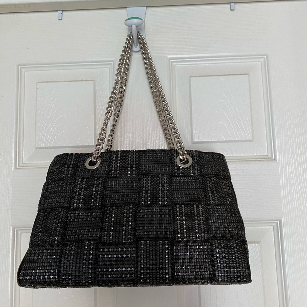 NWOT Chic Black Woven Shoulder Bag